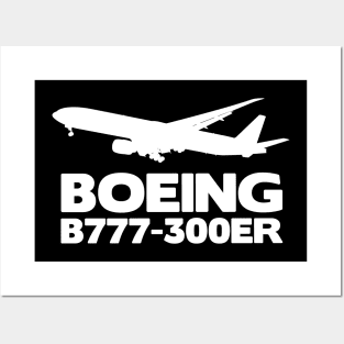 Boeing B777-300ER Silhouette Print (White) Posters and Art